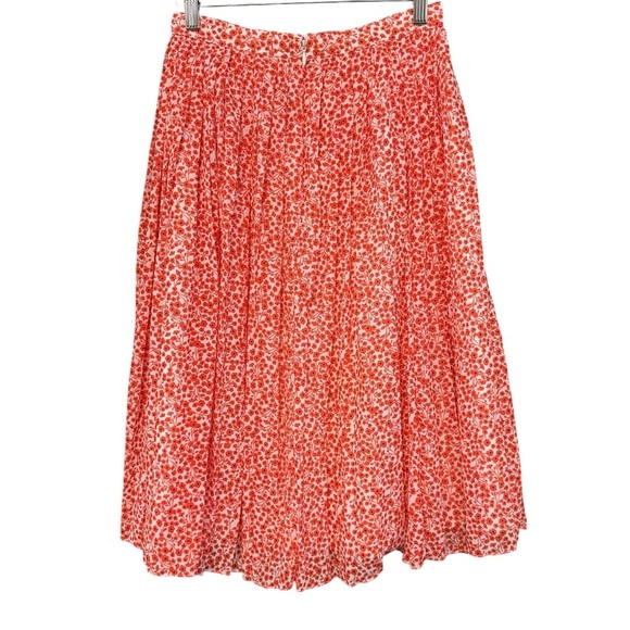 J.Crew Red Floral Pleated A-Line Midi Skirt Women’s Size 00 - Picture 4 of 8